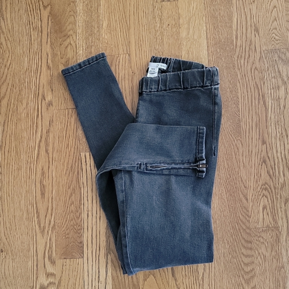Forever 21 Stretch Jeans Jeggings Grey Faded Zipper Ankle M